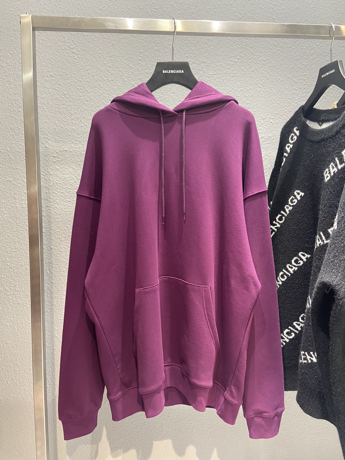 Balenciaga Hoodie Logo Medium Fit in Purple