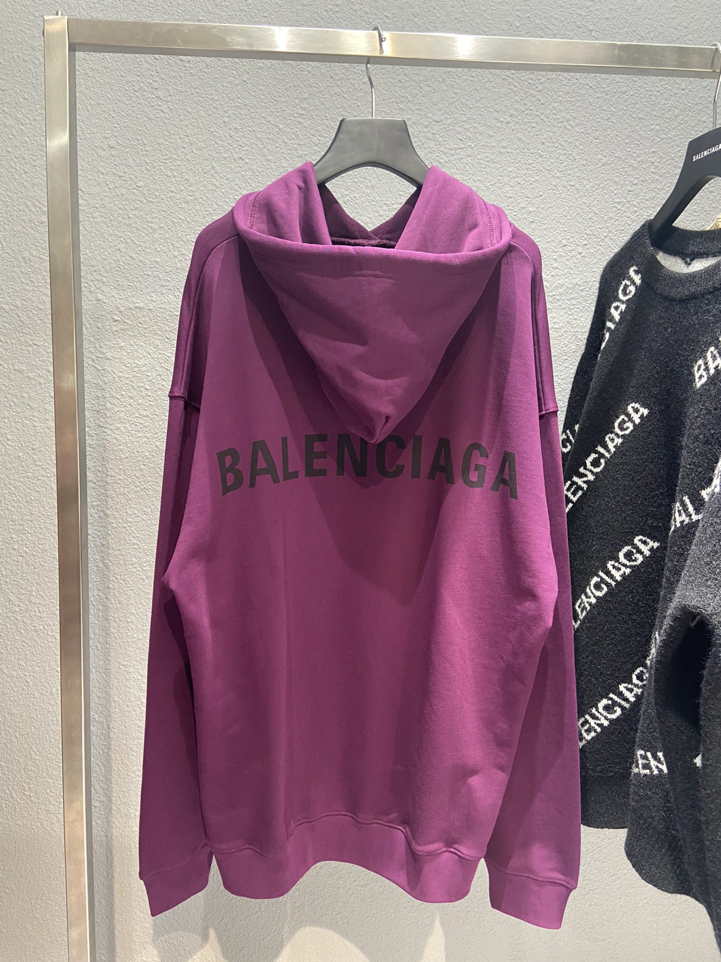 Balenciaga Hoodie Logo Medium Fit in Purple