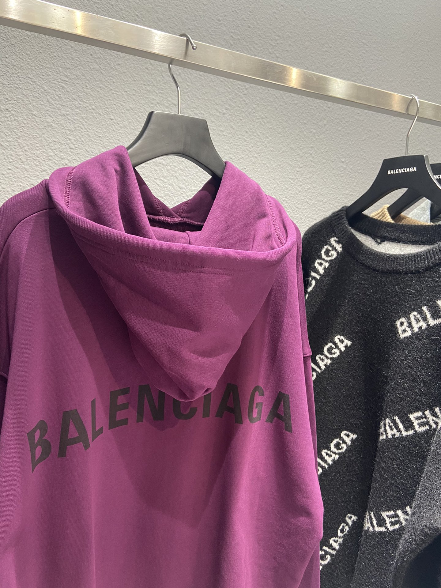 Balenciaga Hoodie Logo Medium Fit in Purple