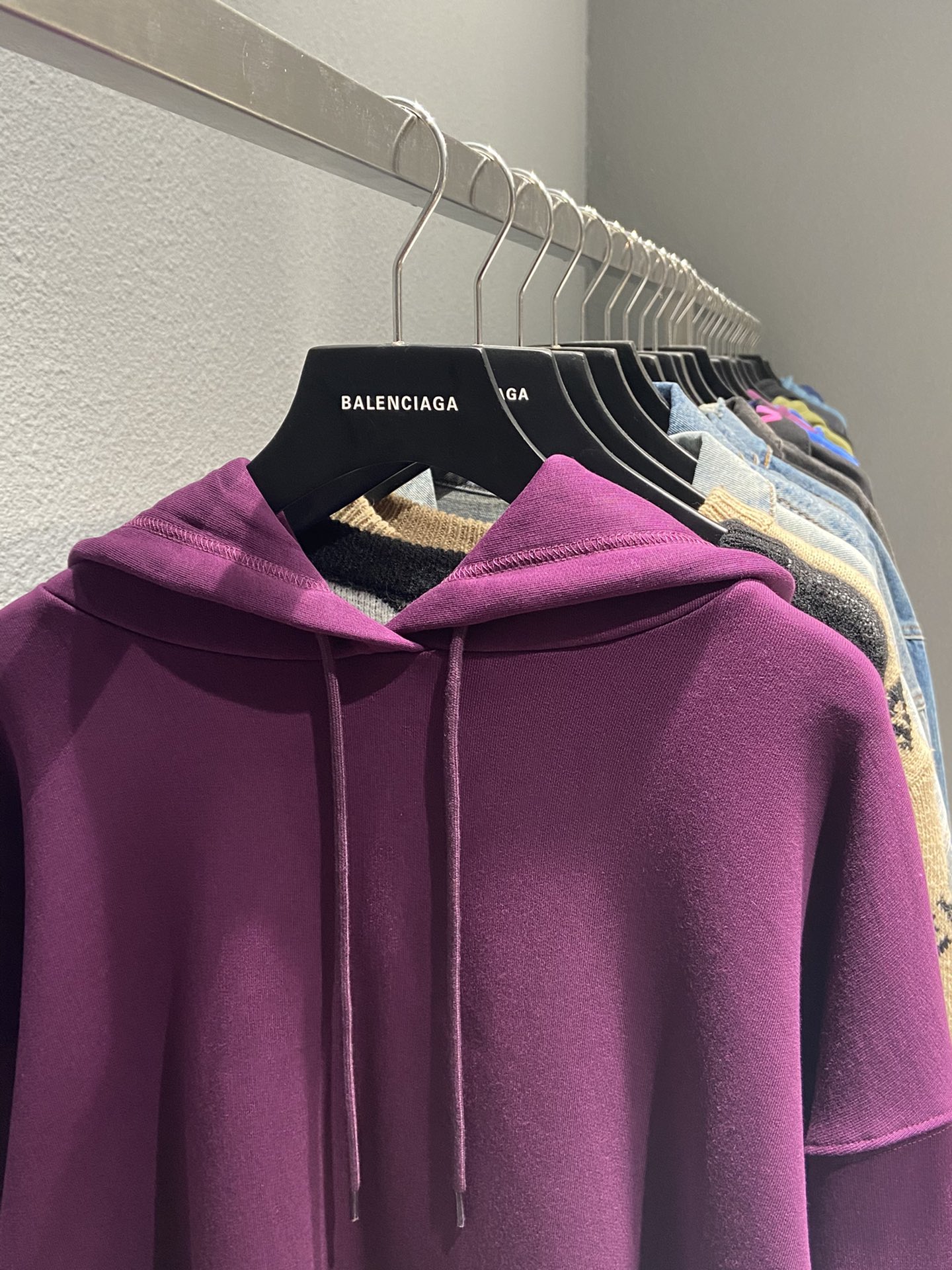 Balenciaga Hoodie Logo Medium Fit in Purple