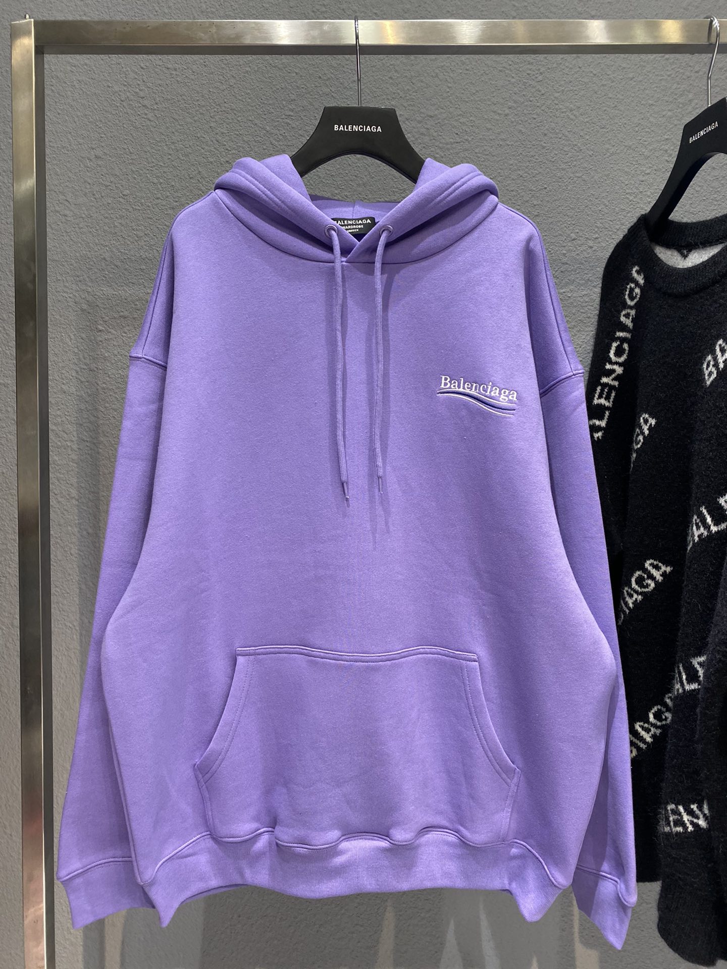 Balenciaga Hoodie Logo Medium Fit in Purple