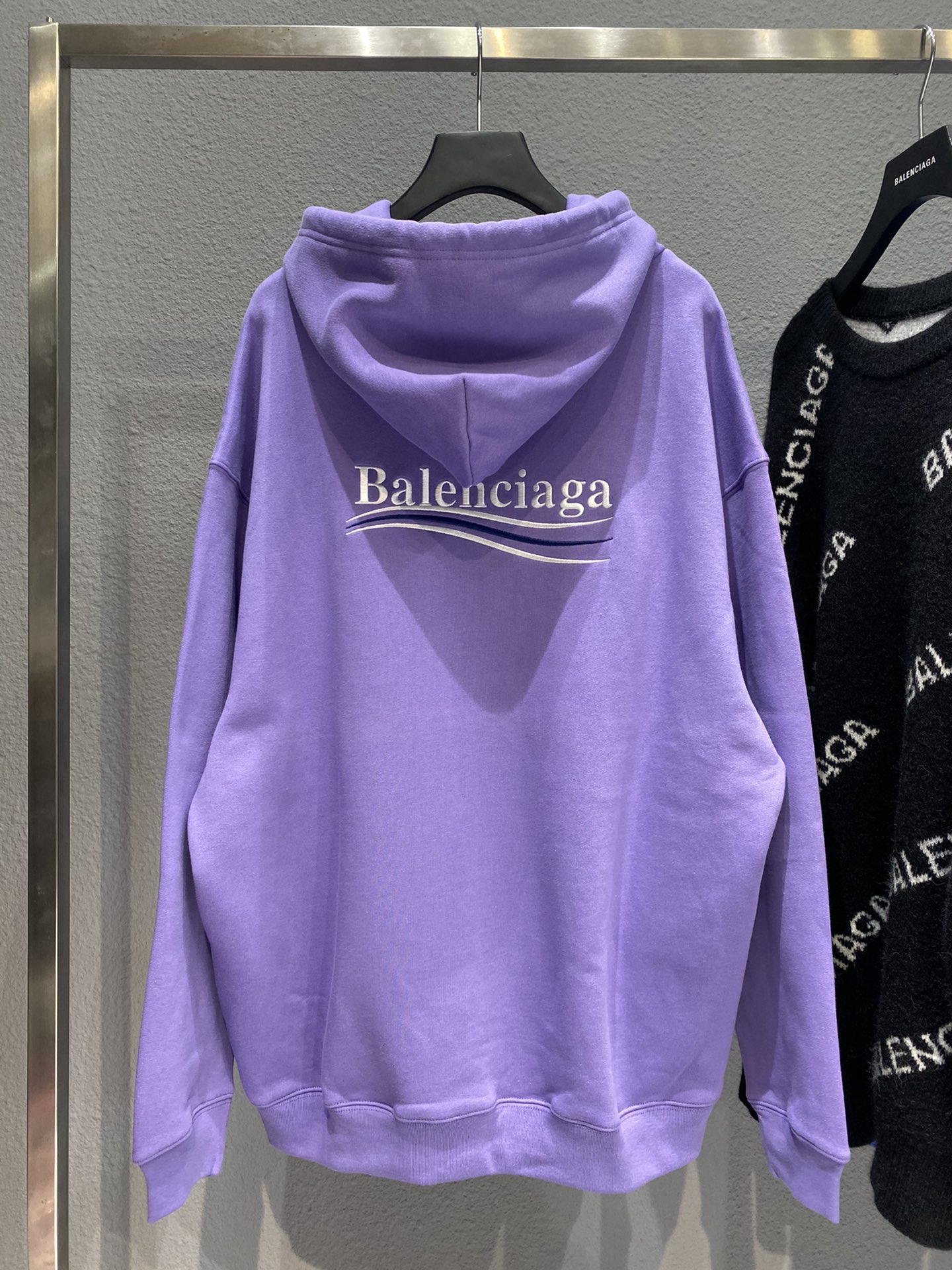 Balenciaga Hoodie Logo Medium Fit in Purple