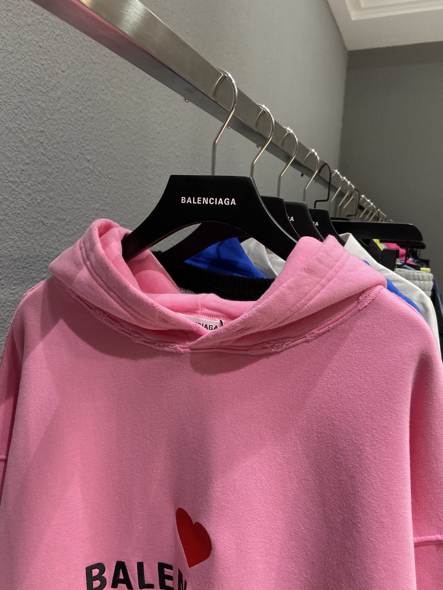 Balenciaga Hoodie Logo Medium Fit in Pink