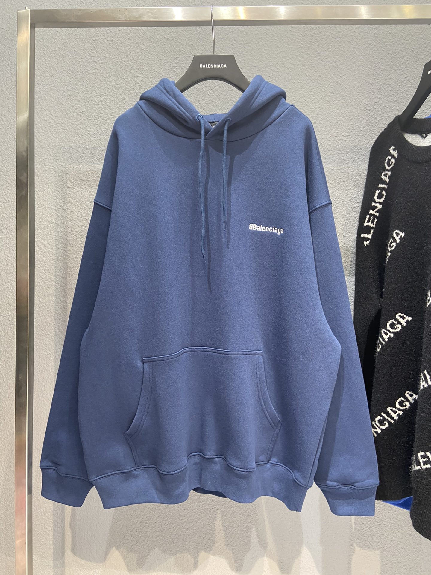 Balenciaga Hoodie Logo Medium Fit in Blue