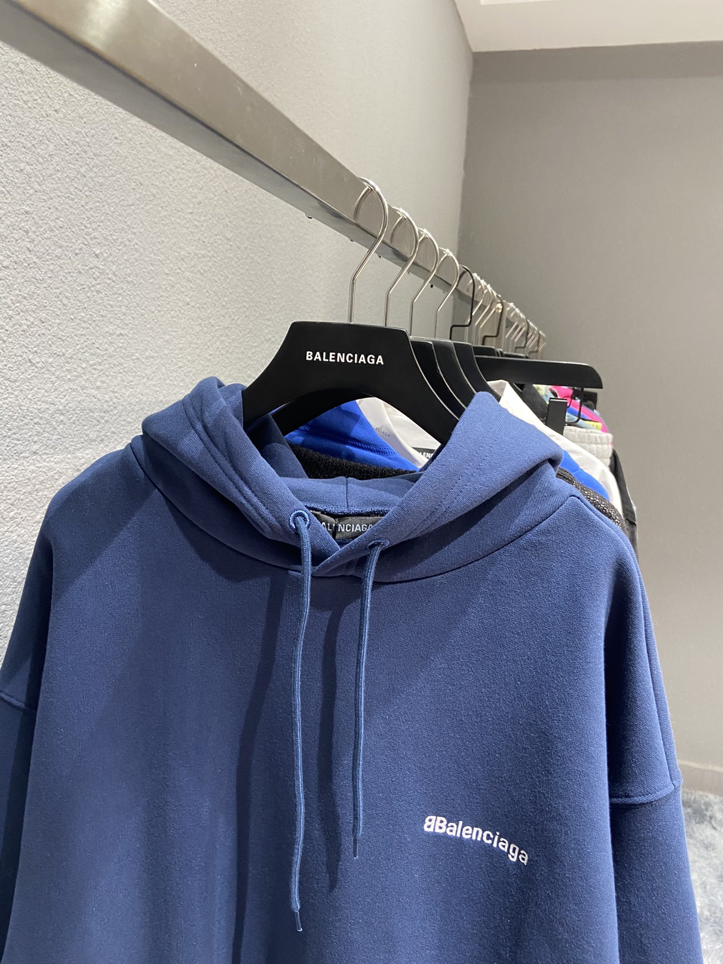 Balenciaga Hoodie Logo Medium Fit in Blue