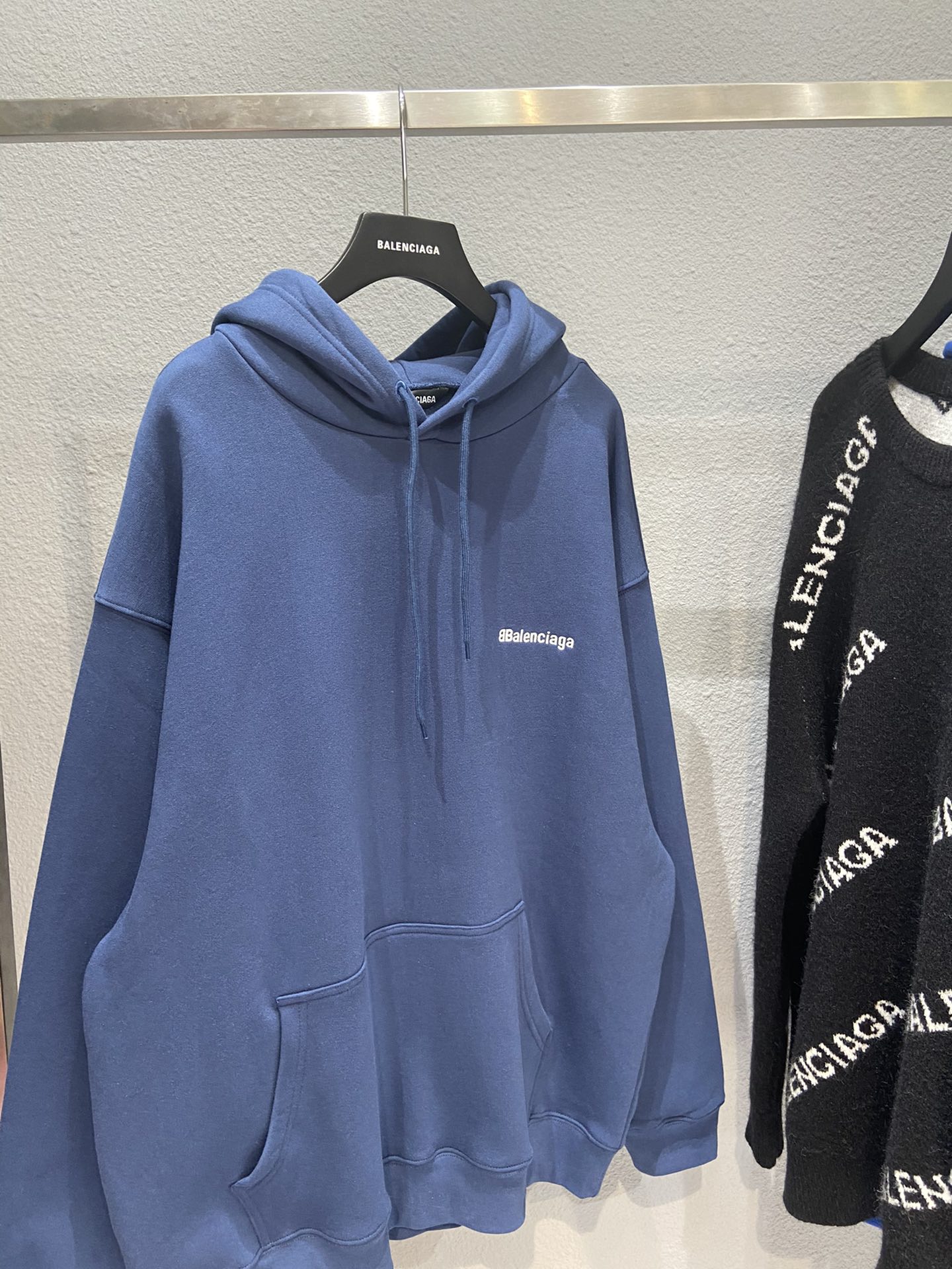 Balenciaga Hoodie Logo Medium Fit in Blue