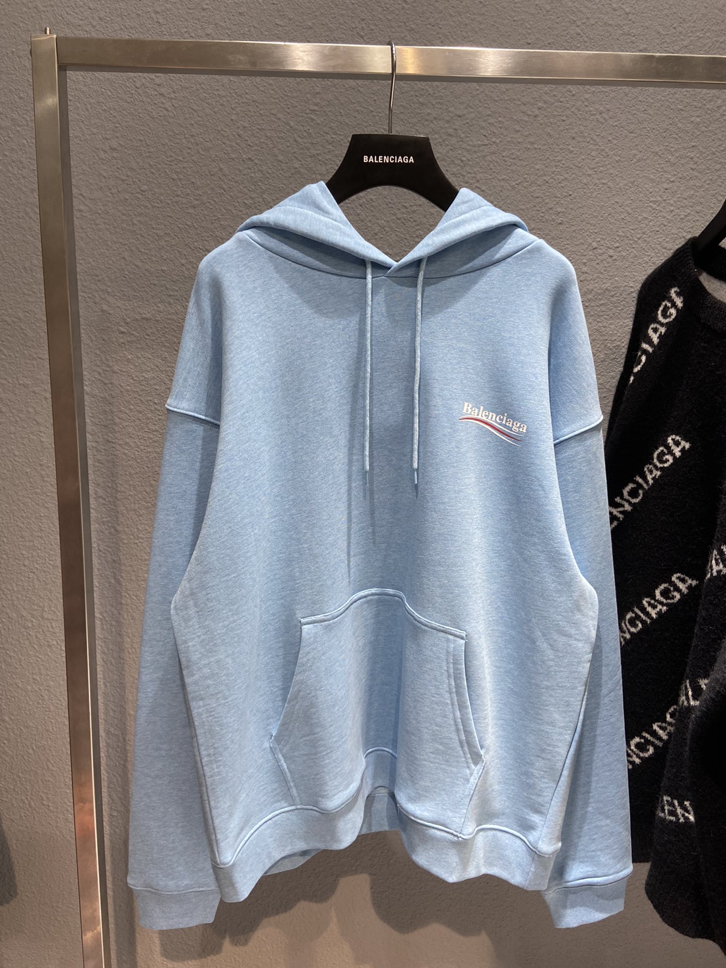 Balenciaga Hoodie Logo Medium Fit in Blue