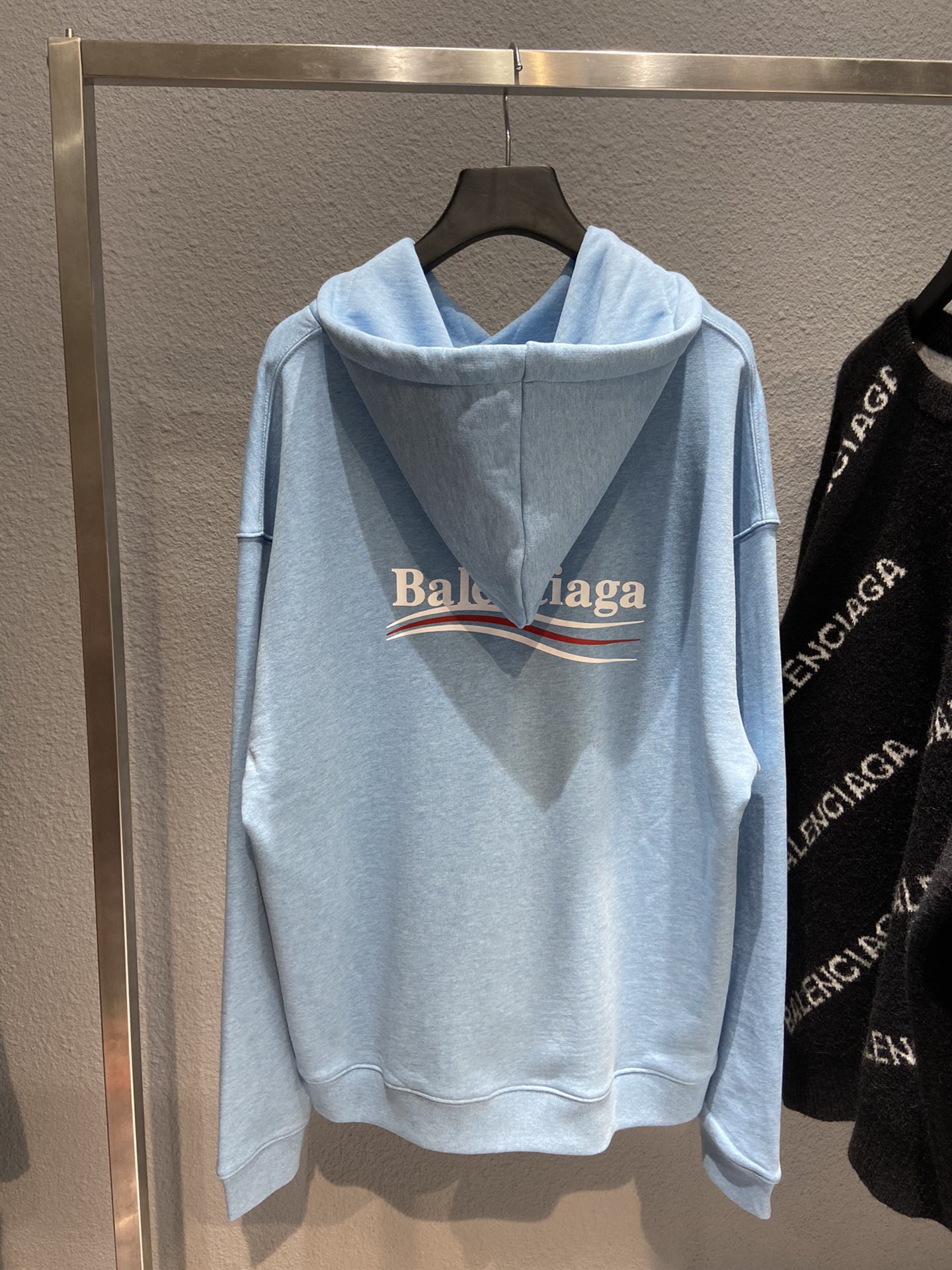 Balenciaga Hoodie Logo Medium Fit in Blue