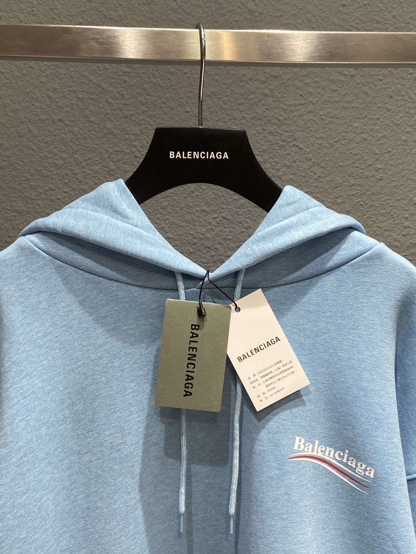 Balenciaga Hoodie Logo Medium Fit in Blue