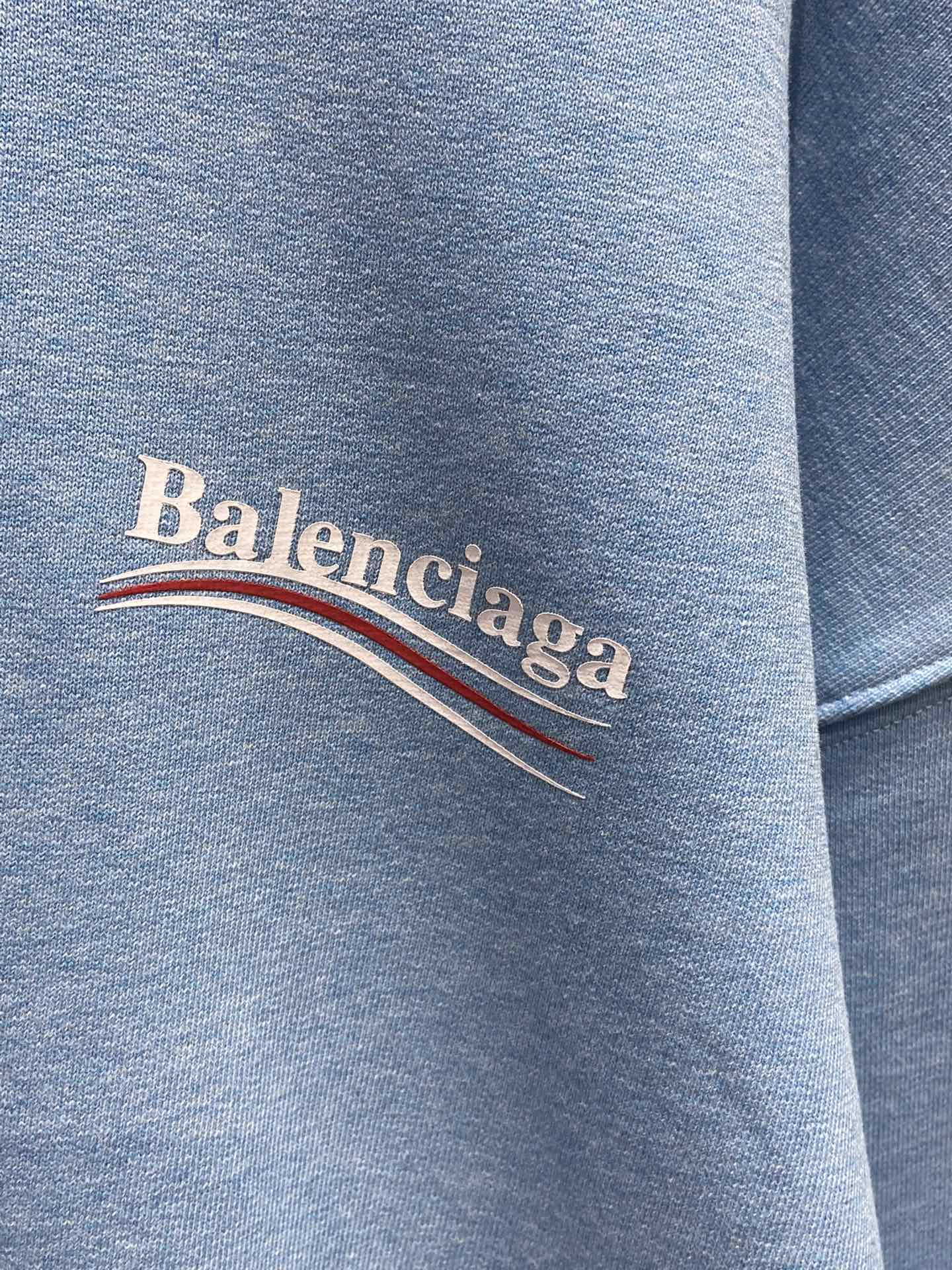 Balenciaga Hoodie Logo Medium Fit in Blue