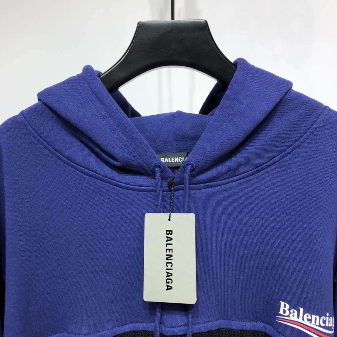 Balenciaga Hoodie Logo Medium Fit in Blue