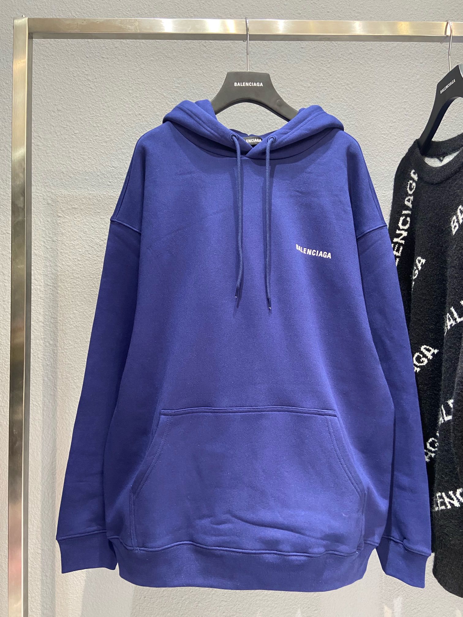 Balenciaga Hoodie Logo Medium Fit in Blue