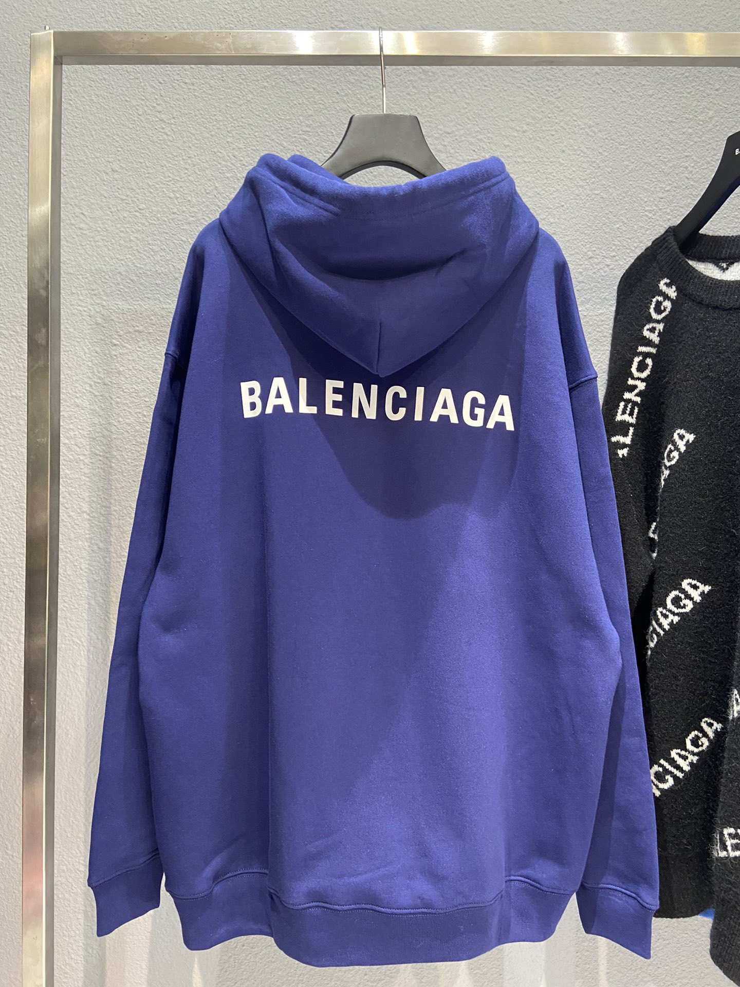 Balenciaga Hoodie Logo Medium Fit in Blue