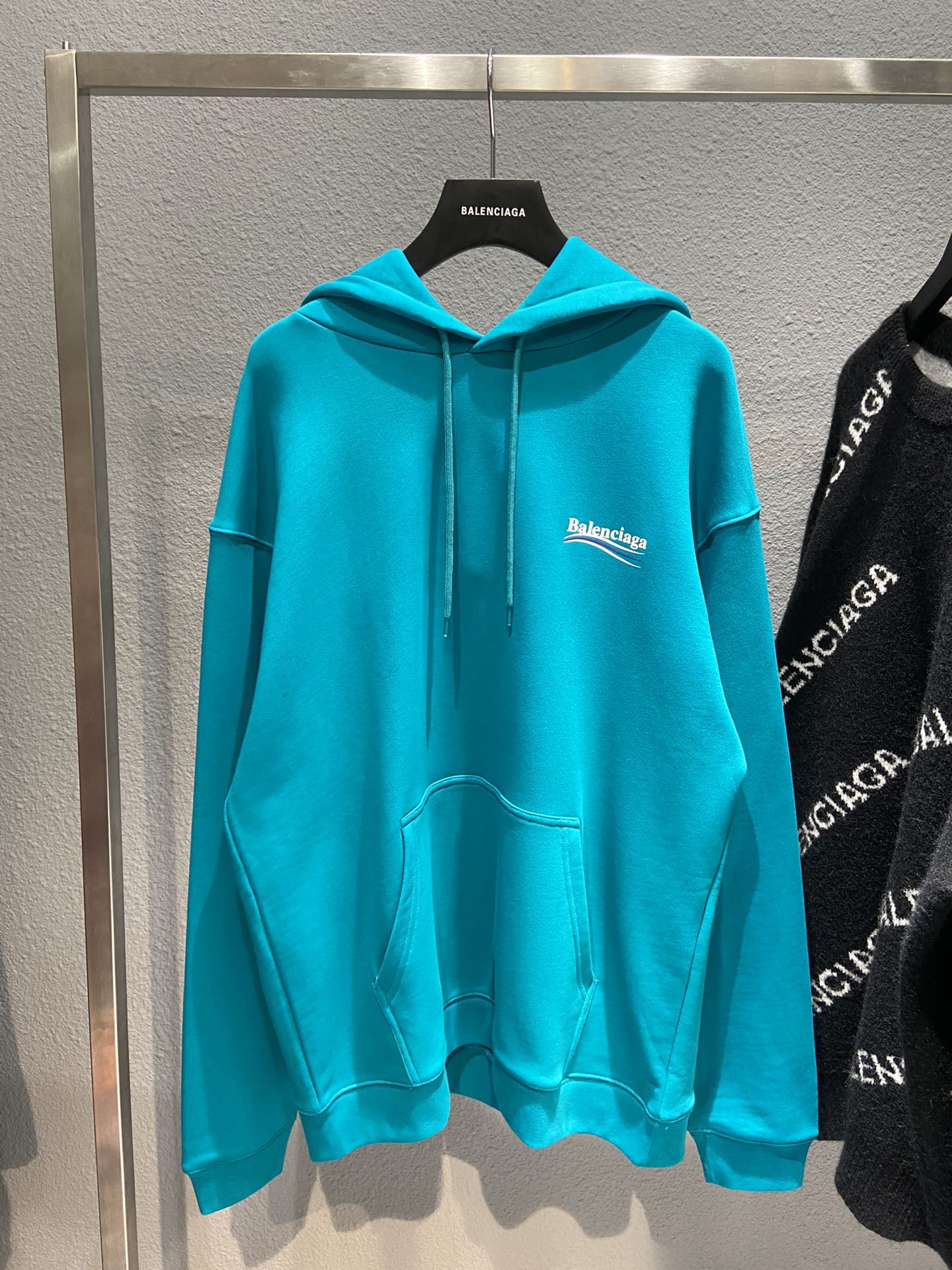 Balenciaga Hoodie Logo Medium Fit in Blue