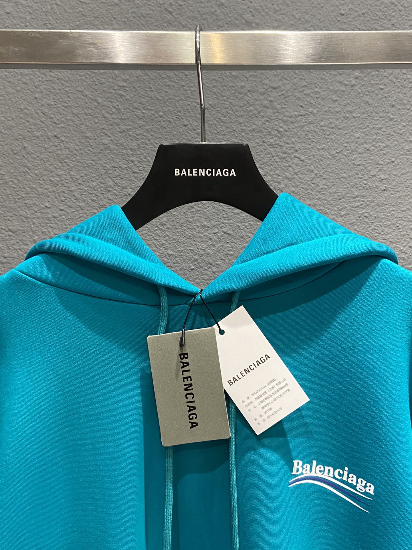 Balenciaga Hoodie Logo Medium Fit in Blue