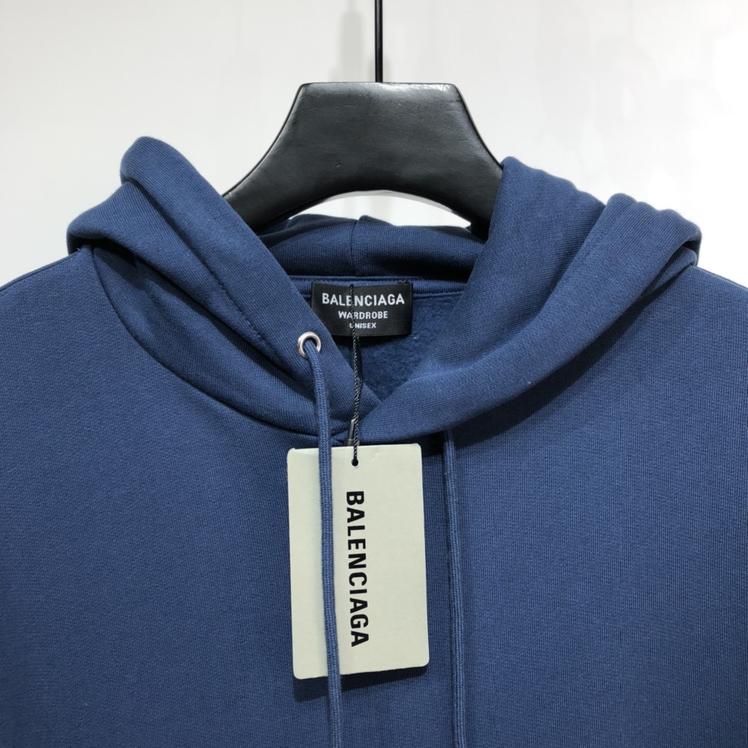 Balenciaga Hoodie Logo Medium Fit in Blue