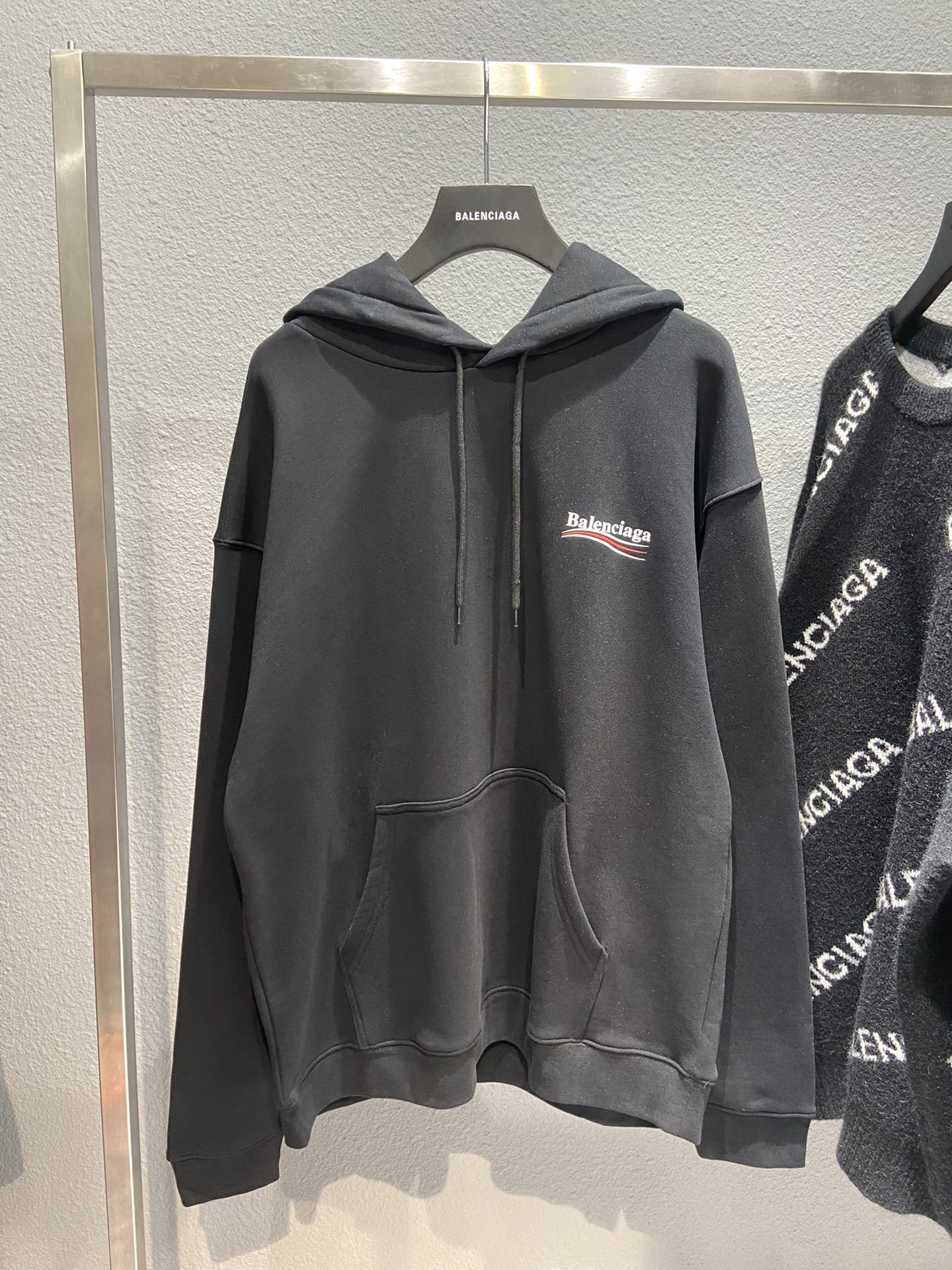 Balenciaga Hoodie Logo Medium Fit in Black