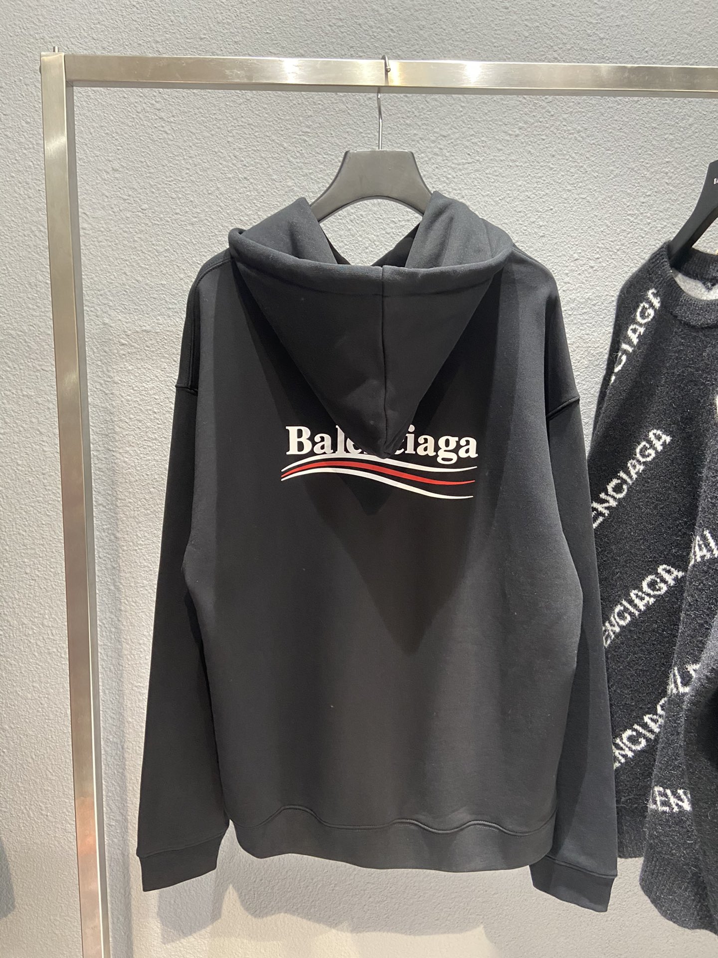 Balenciaga Hoodie Logo Medium Fit in Black