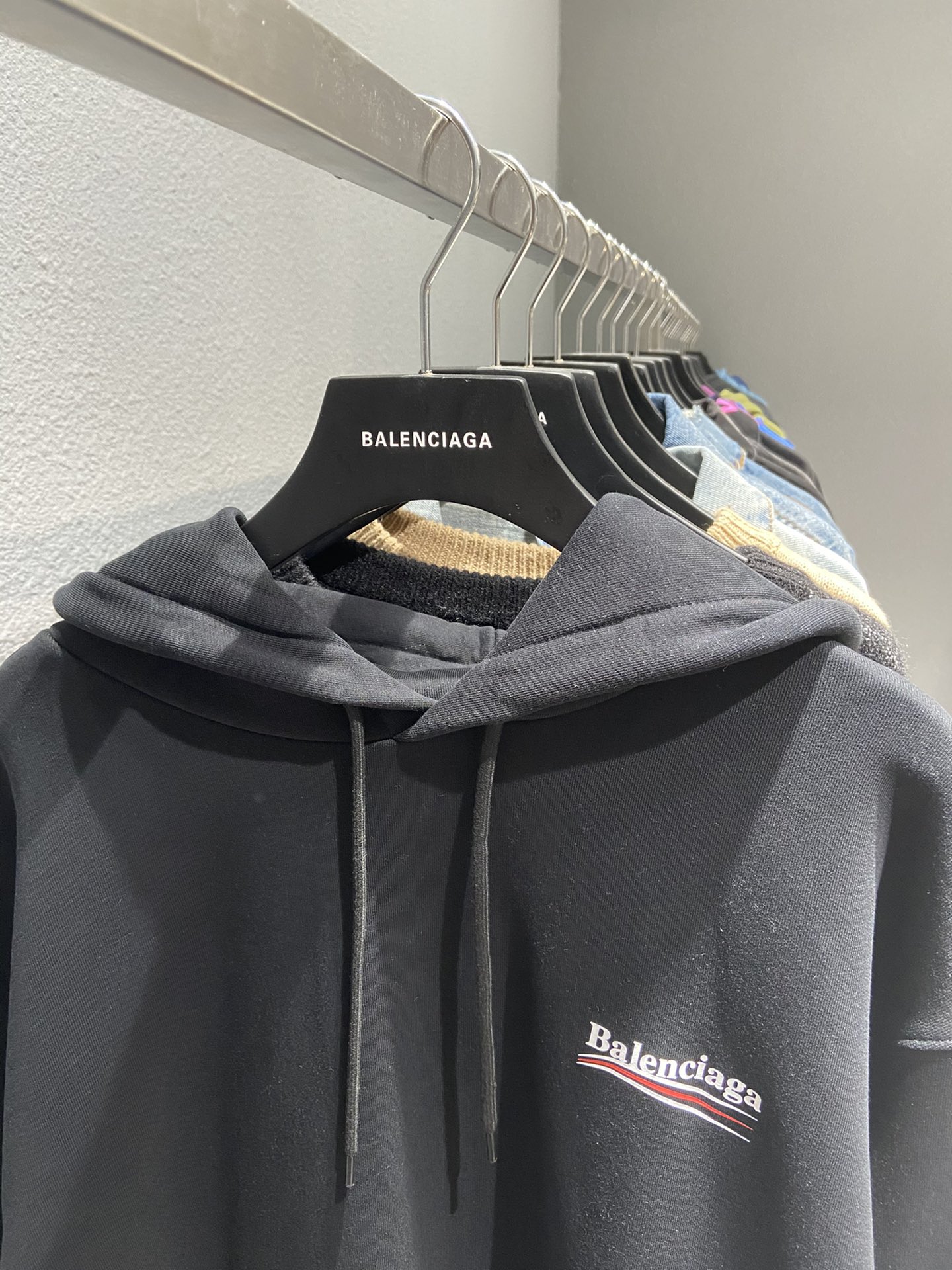 Balenciaga Hoodie Logo Medium Fit in Black