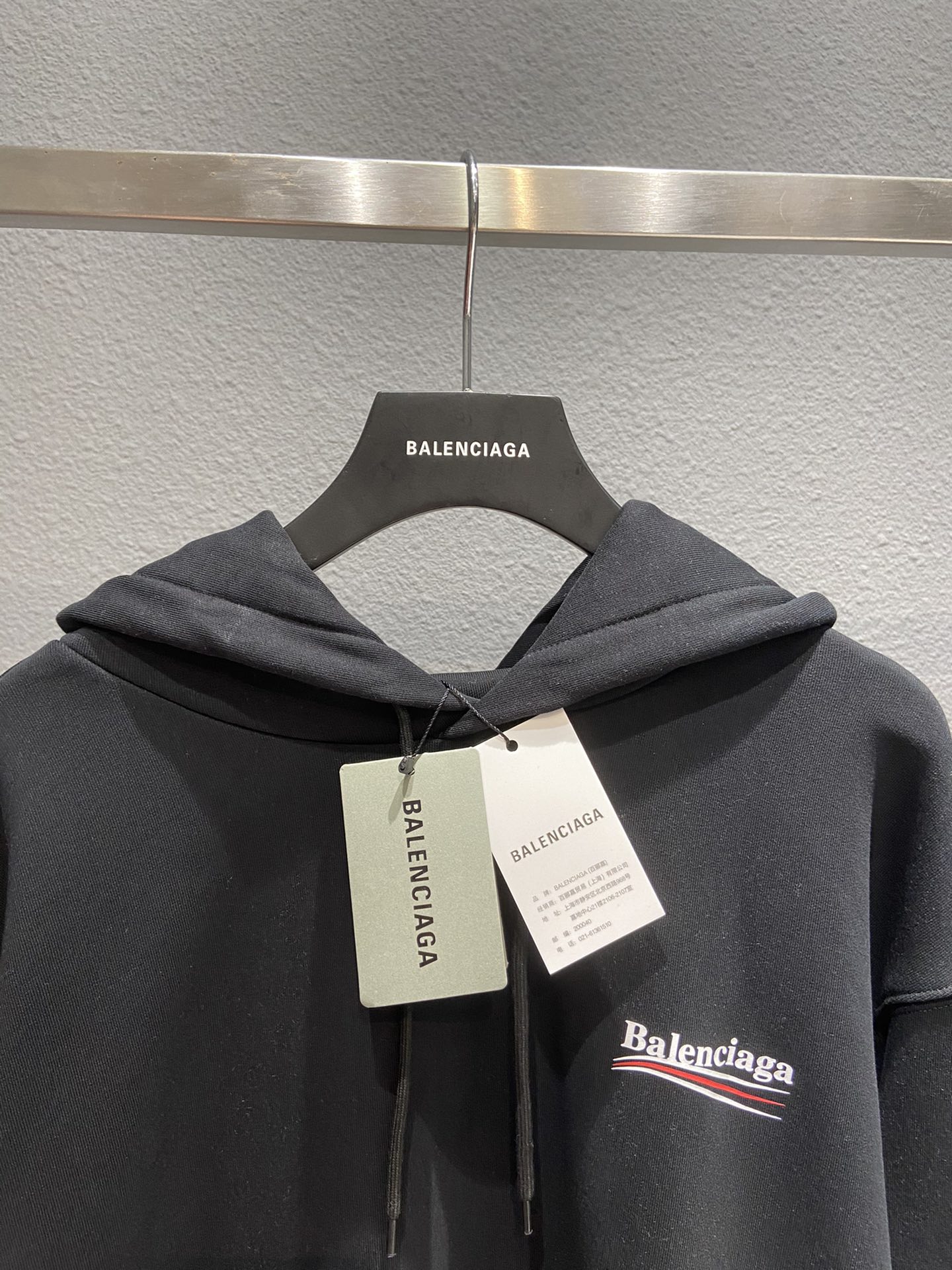 Balenciaga Hoodie Logo Medium Fit in Black