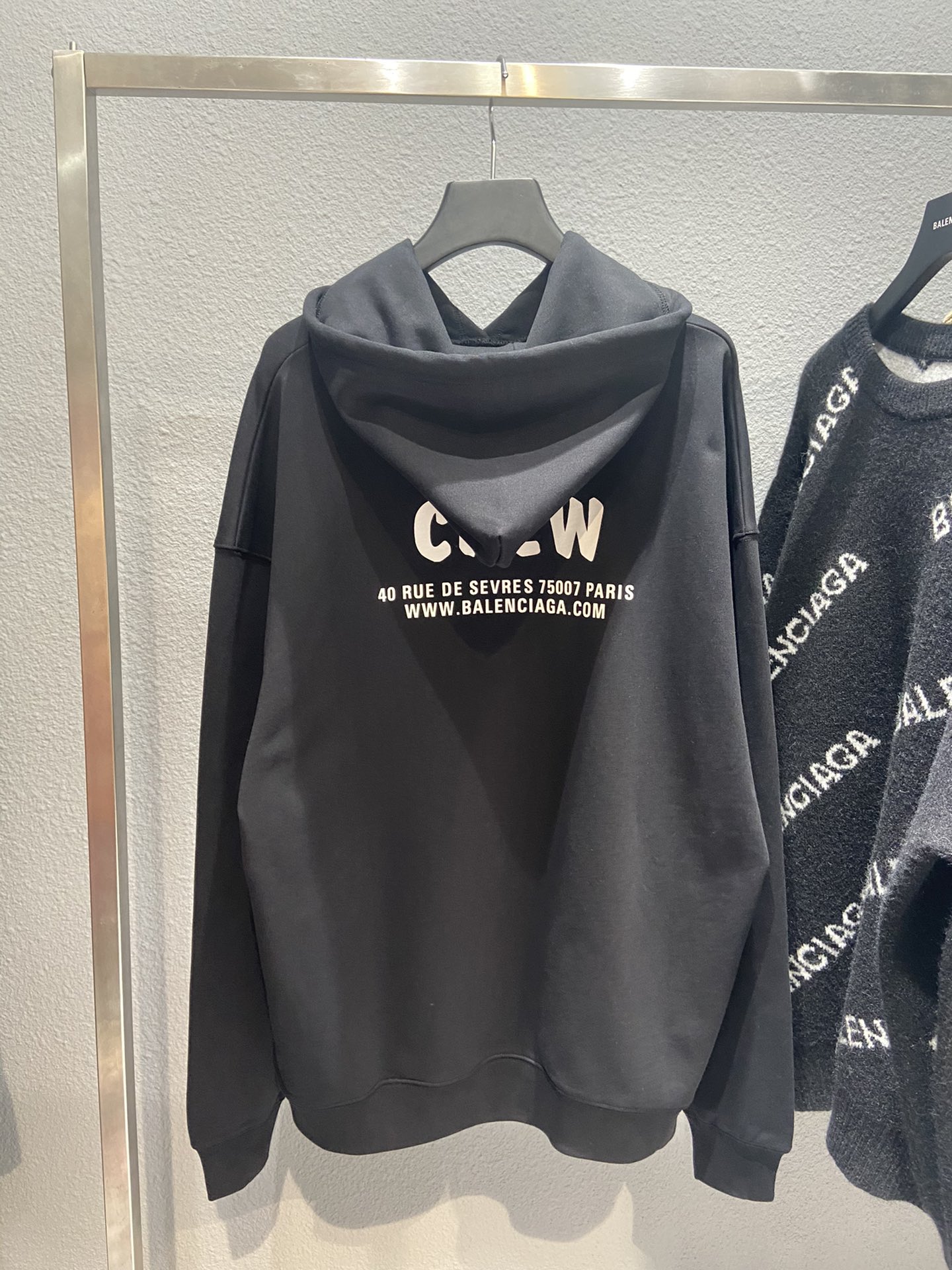 Balenciaga Hoodie Logo Medium Fit in Black