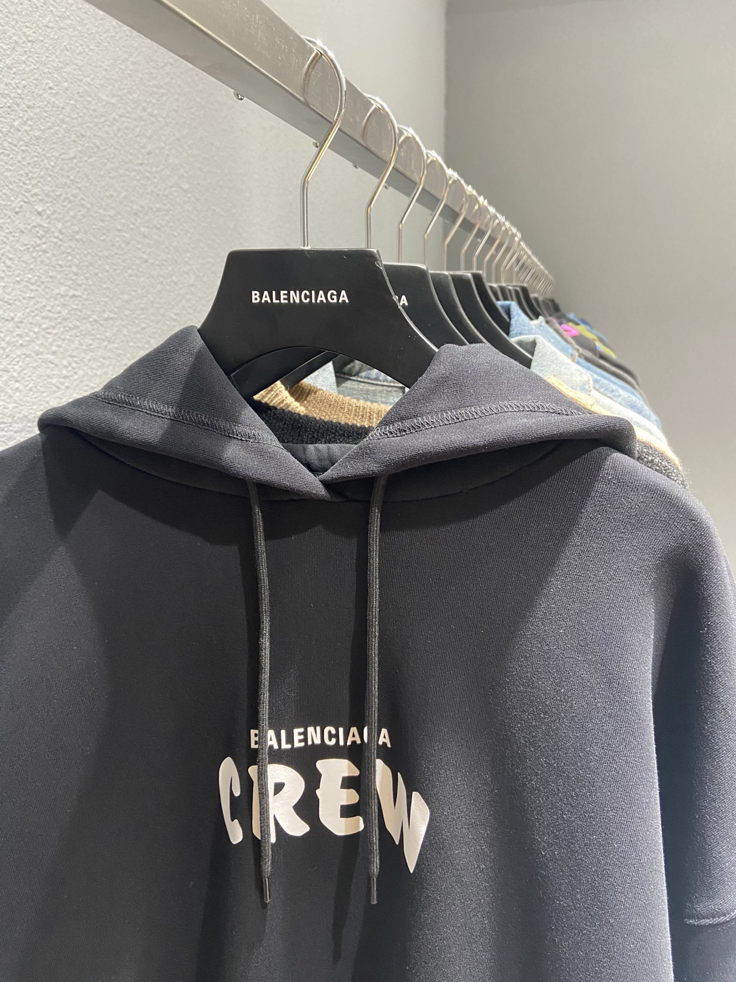 Balenciaga Hoodie Logo Medium Fit in Black