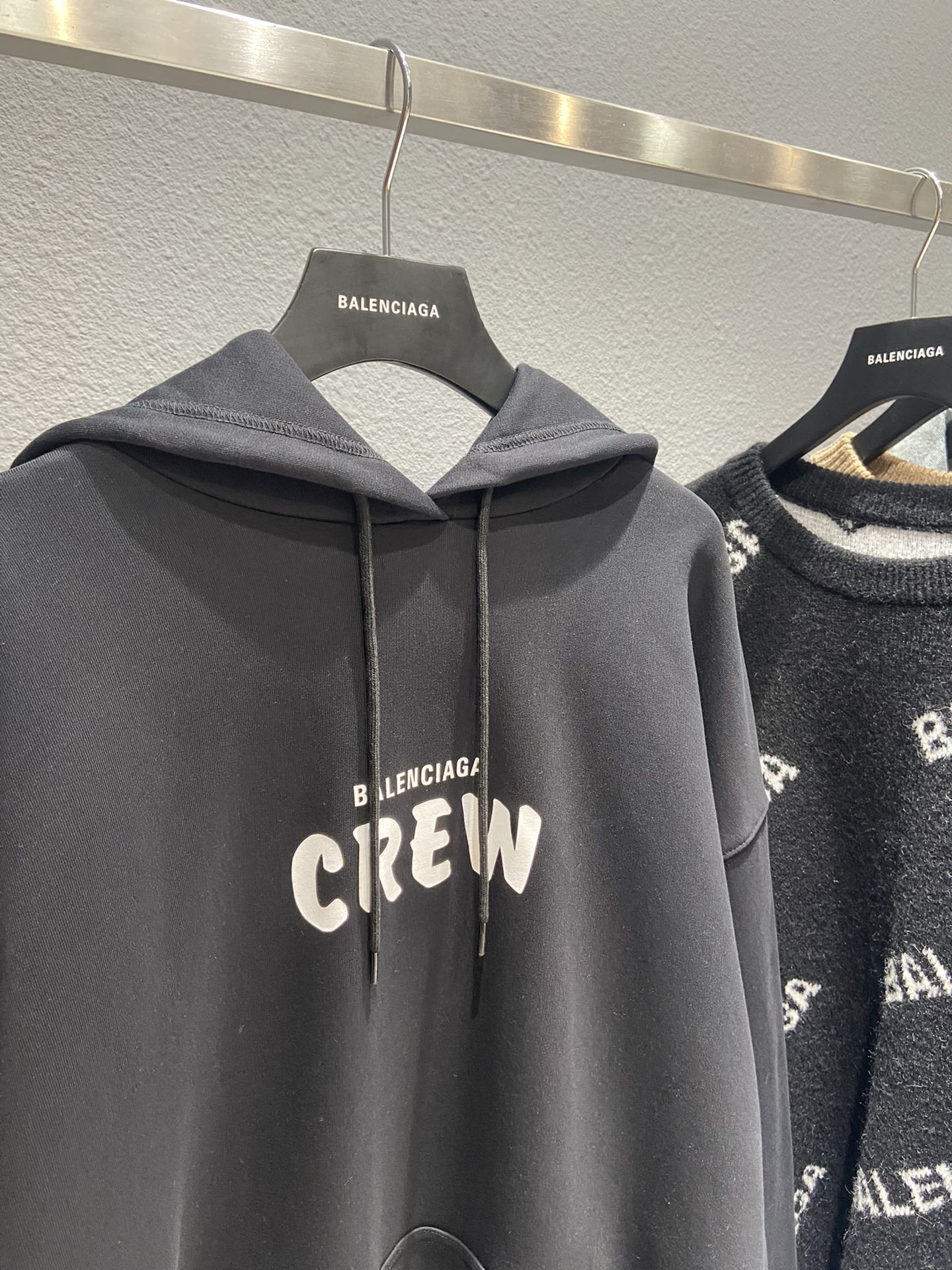 Balenciaga Hoodie Logo Medium Fit in Black