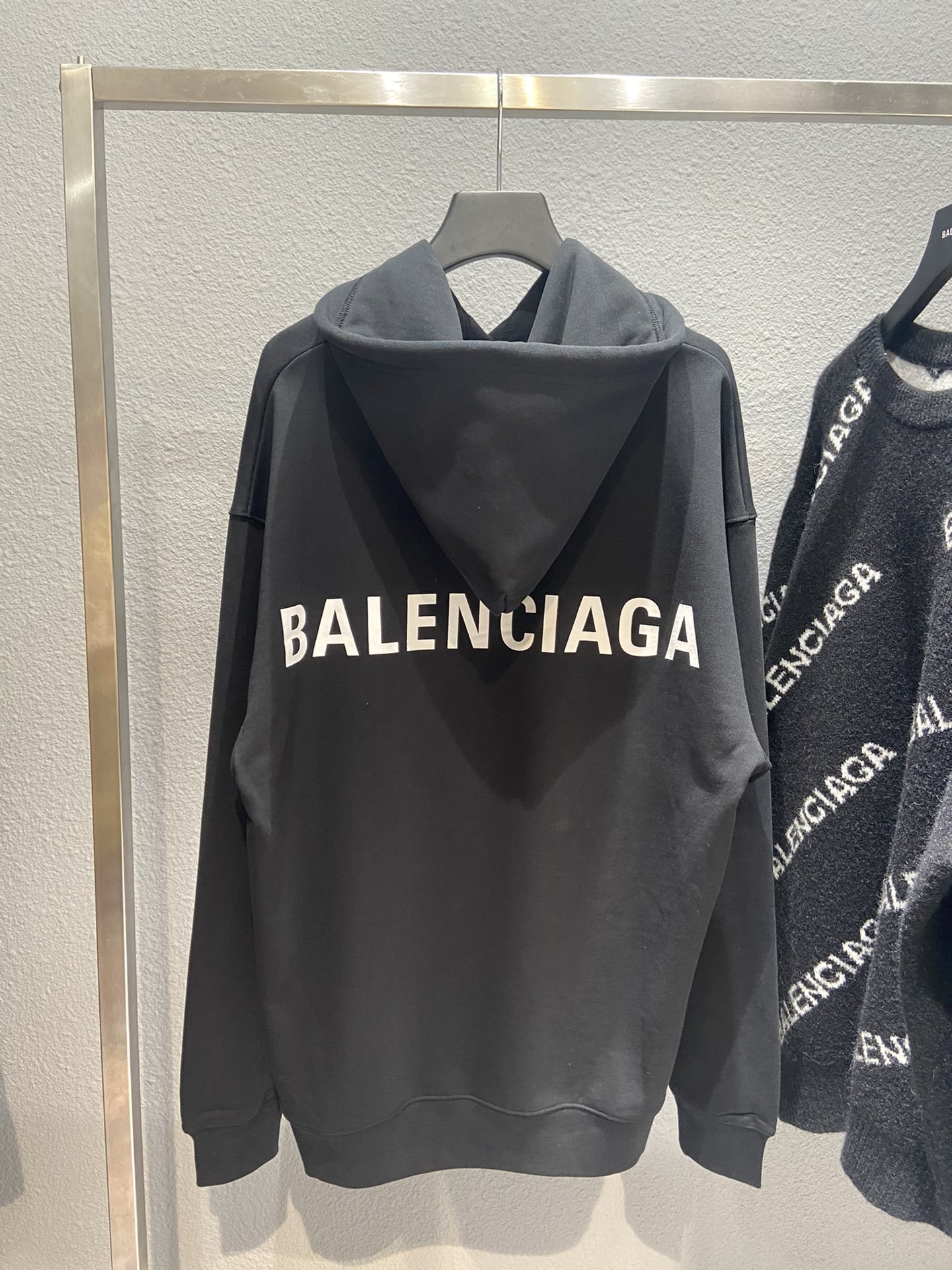 Balenciaga Hoodie Logo Medium Fit in Black