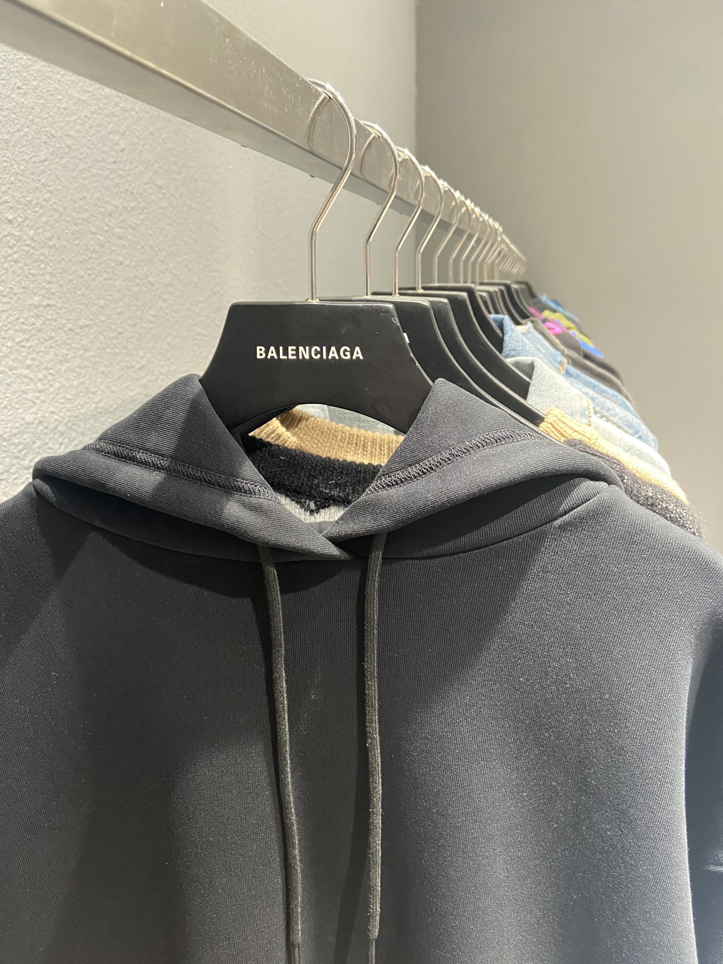 Balenciaga Hoodie Logo Medium Fit in Black