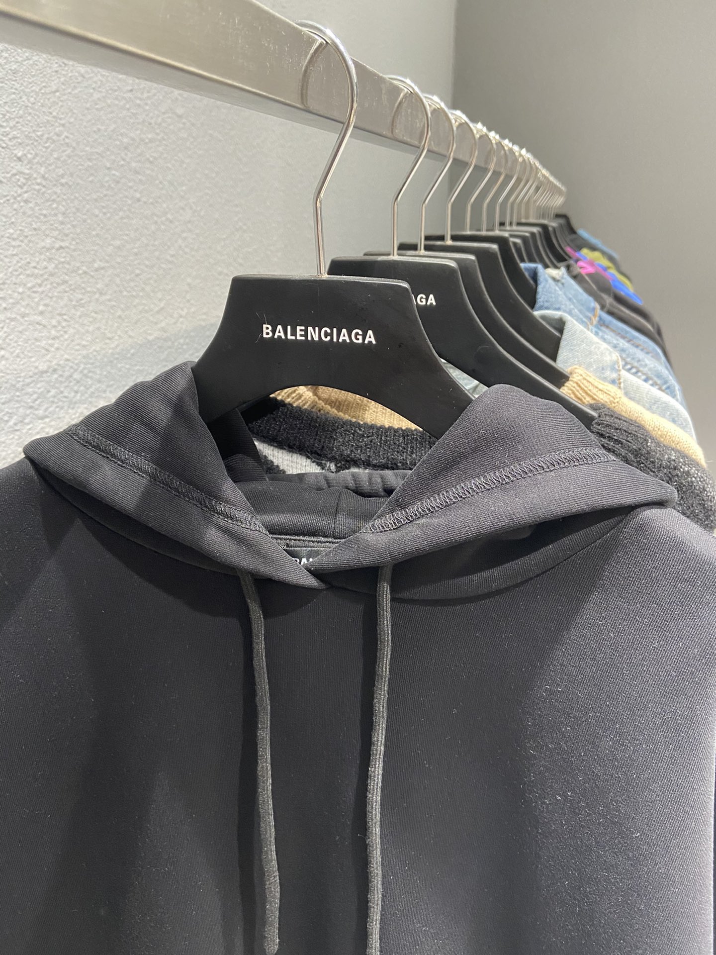 Balenciaga Hoodie Logo Medium Fit in Black