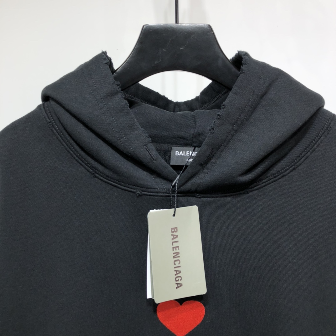 Balenciaga Hoodie Logo Medium Fit in Black