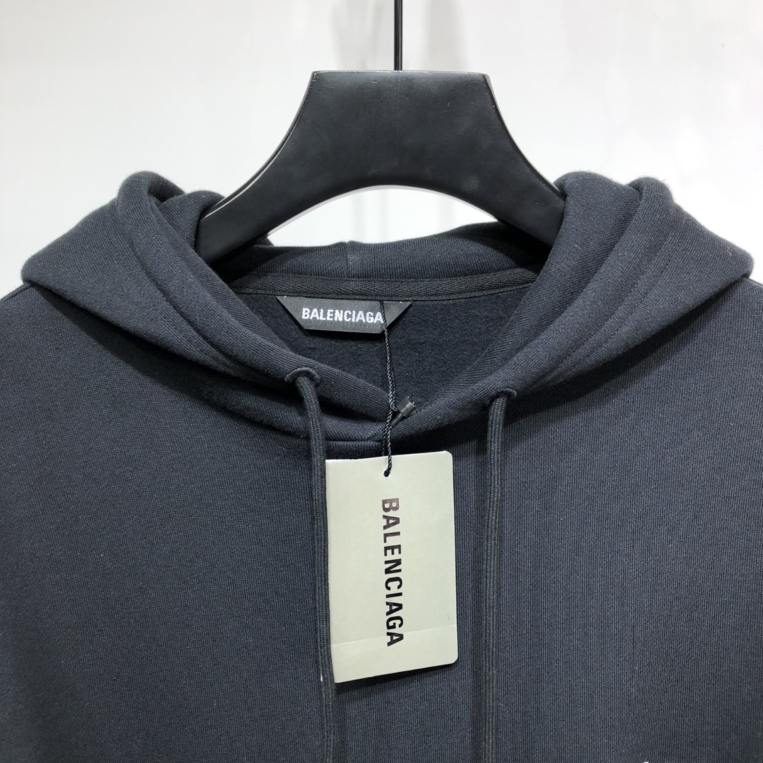 Balenciaga Hoodie Logo Medium Fit in Black