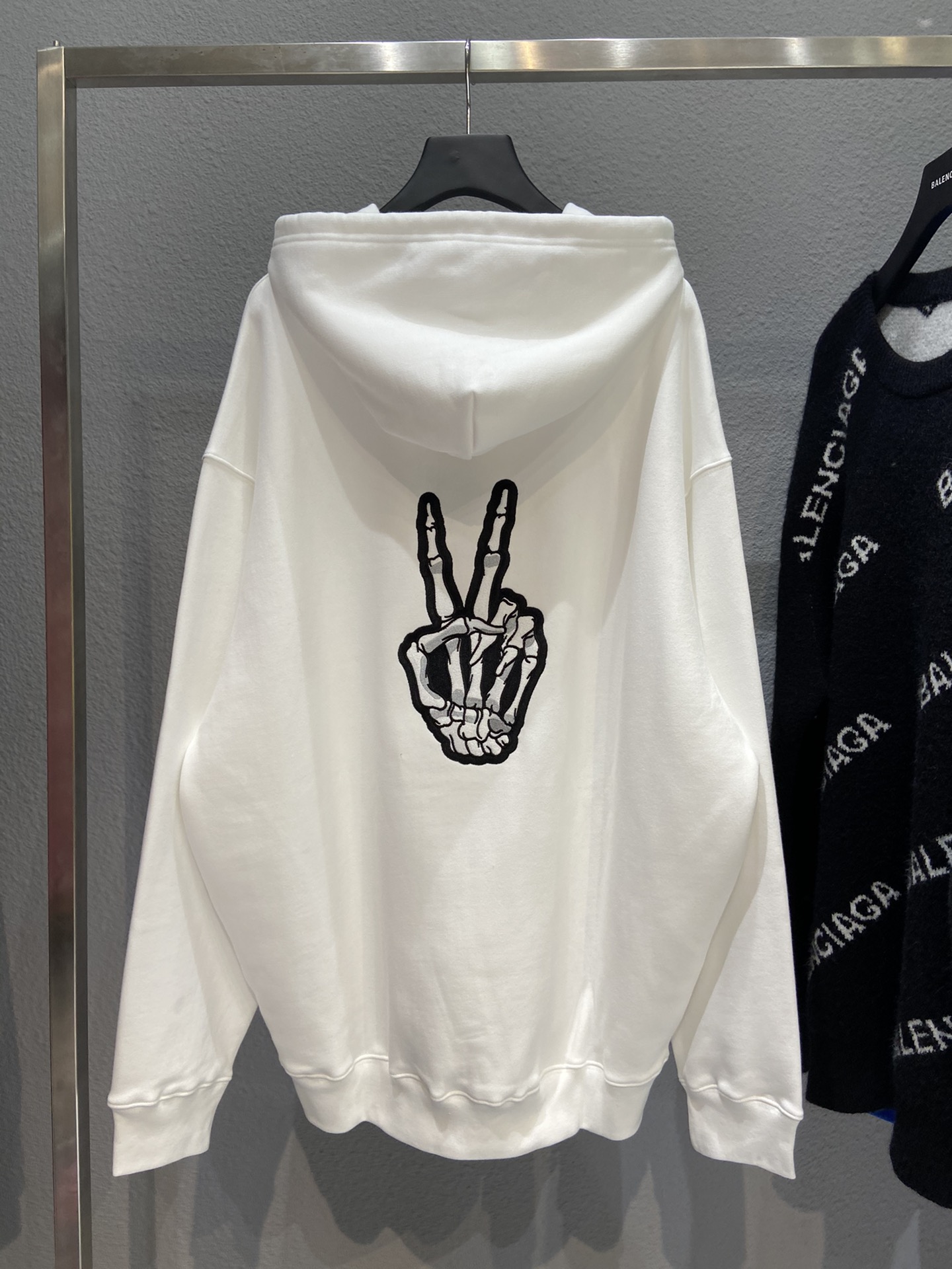 Balenciaga Hoodie Drip Peace Large Fit in White