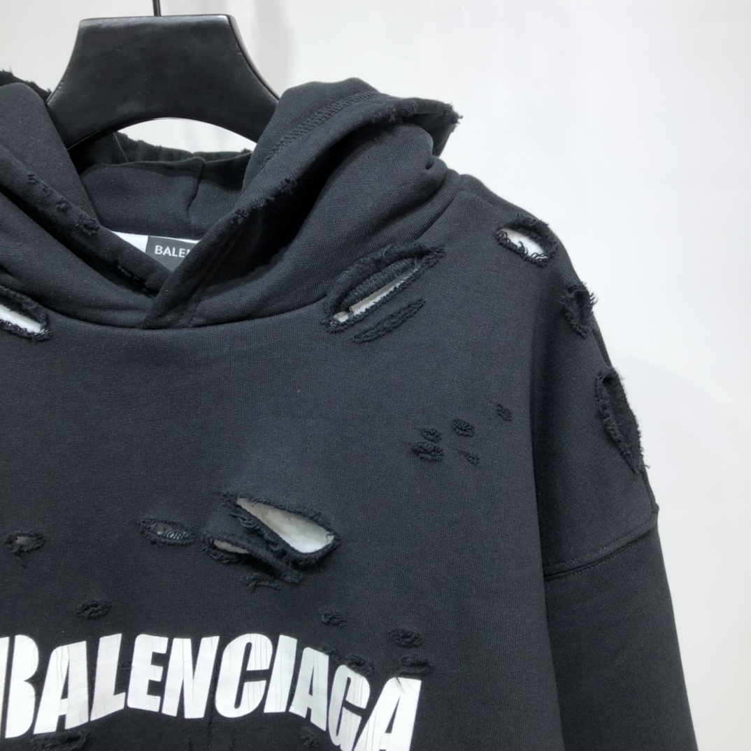 Balenciaga Hoodie Destroyed in Black