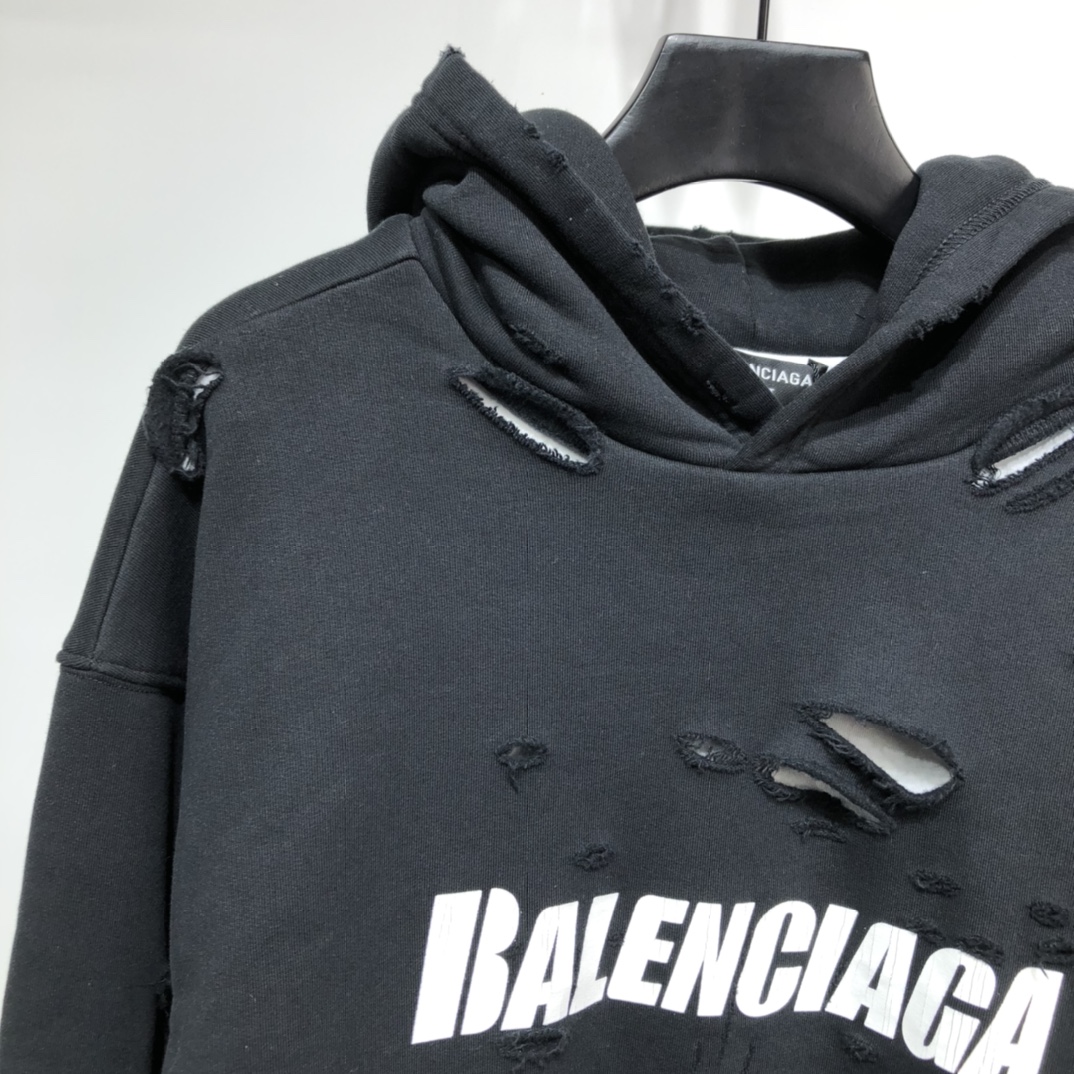 Balenciaga Hoodie Destroyed in Black