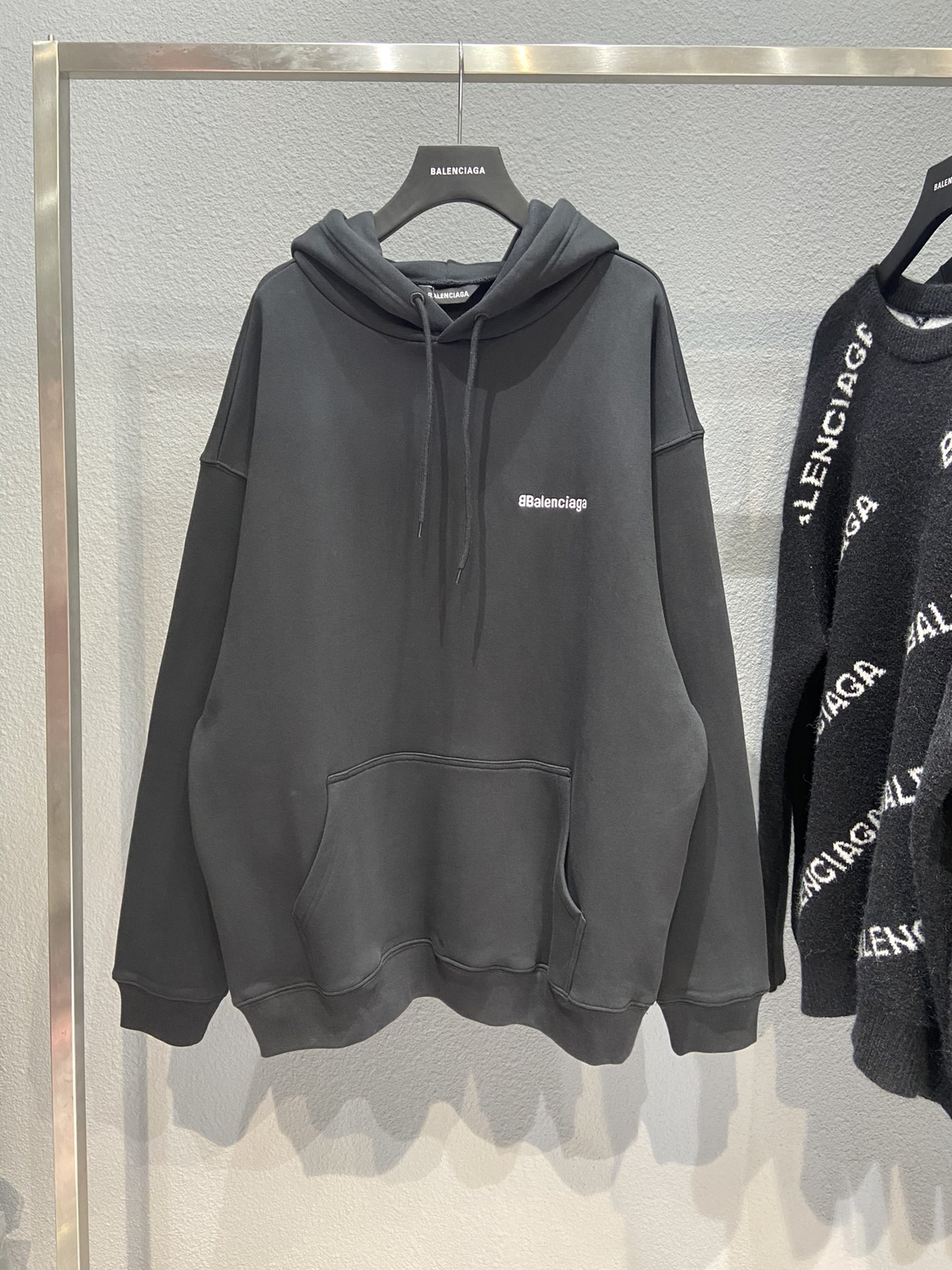 Balenciaga Hoodie Logo Medium Fit in Black