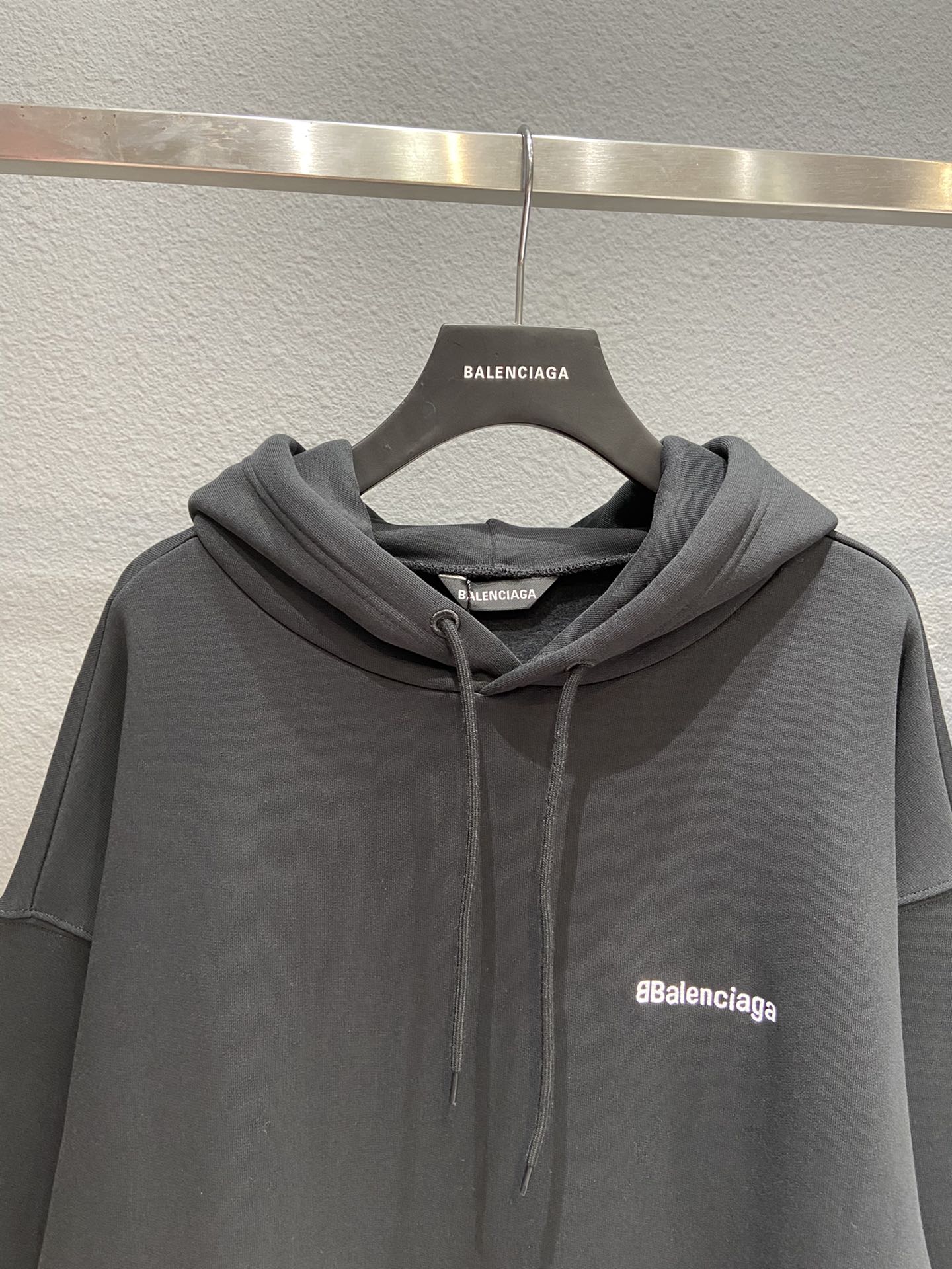 Balenciaga Hoodie Logo Medium Fit in Black