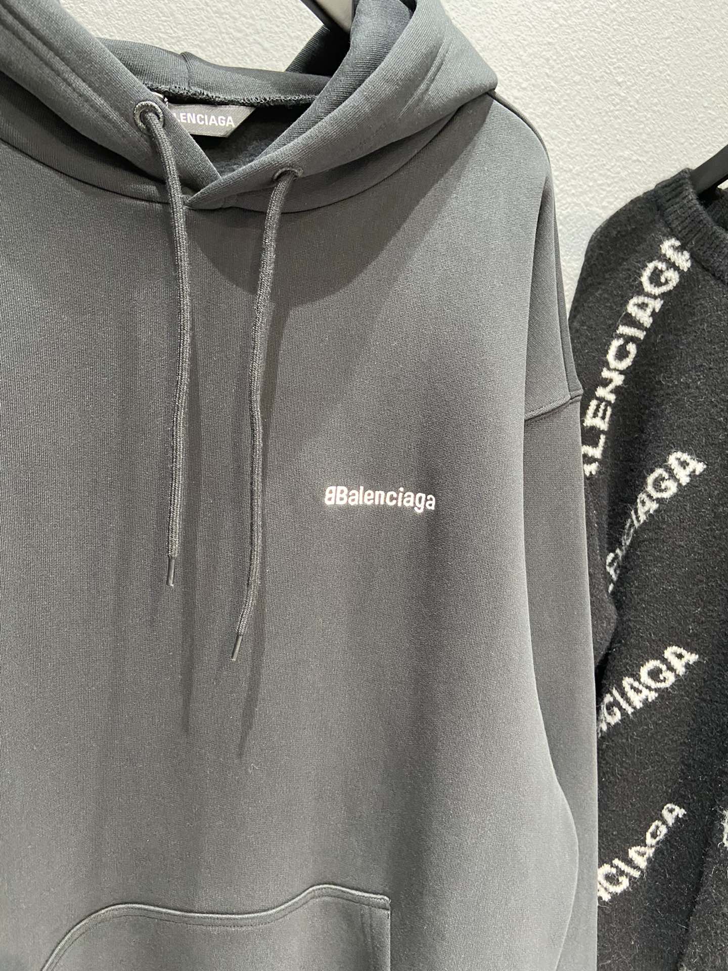 Balenciaga Hoodie Logo Medium Fit in Black