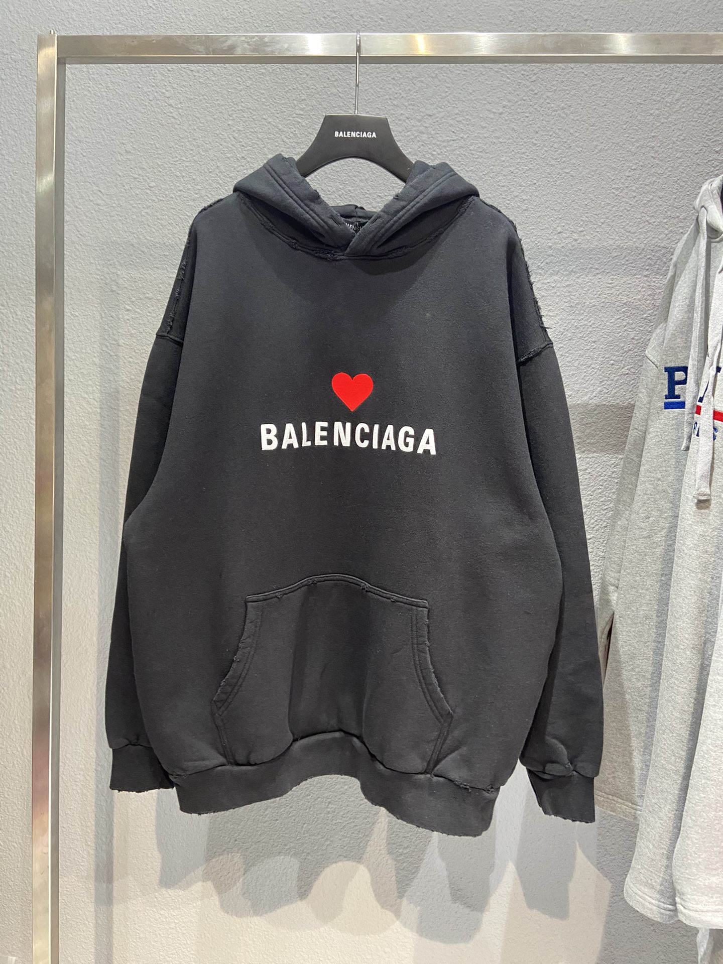 Balenciaga Hoodie Logo Medium Fit in Black